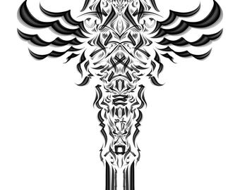 Custom Guardian-Soul Art: Hangul-Calligrafie-Tattoo-Design, Baekje-Kronen-Motiv (Digital)