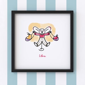Sternzeichen - Waage - Druck einer Illustration mit oder ohne Rahmen