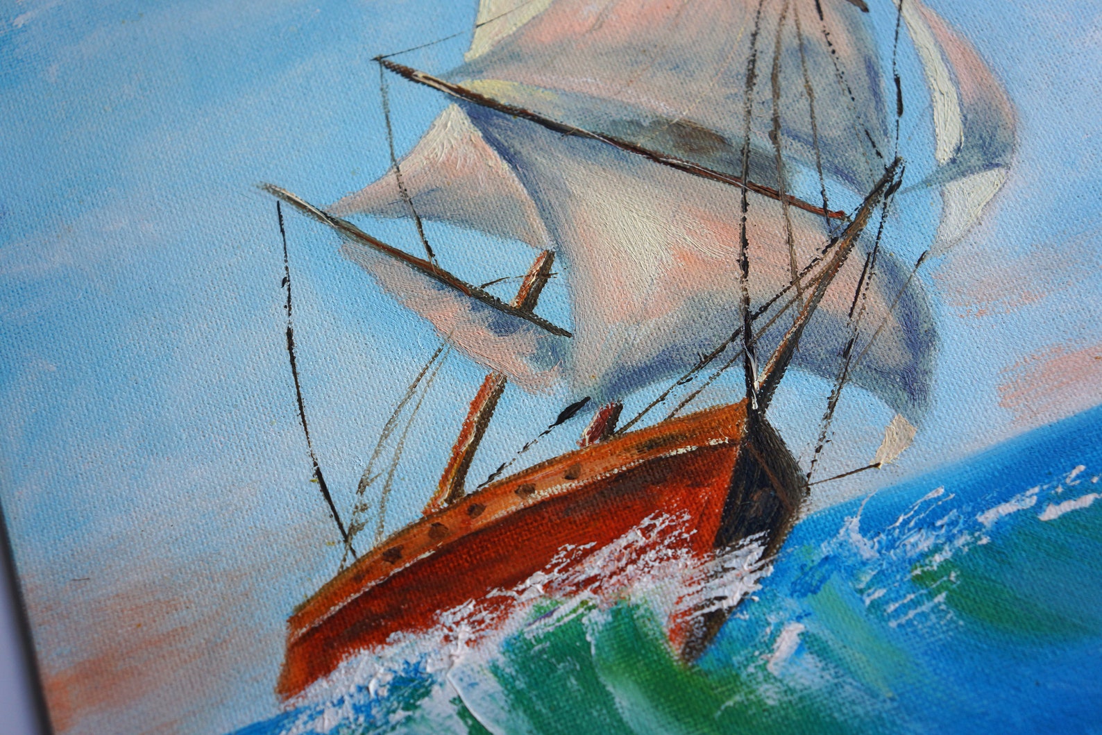 Segelboot Malerei Original Öl Kunst nautische Kunstwerk | Etsy