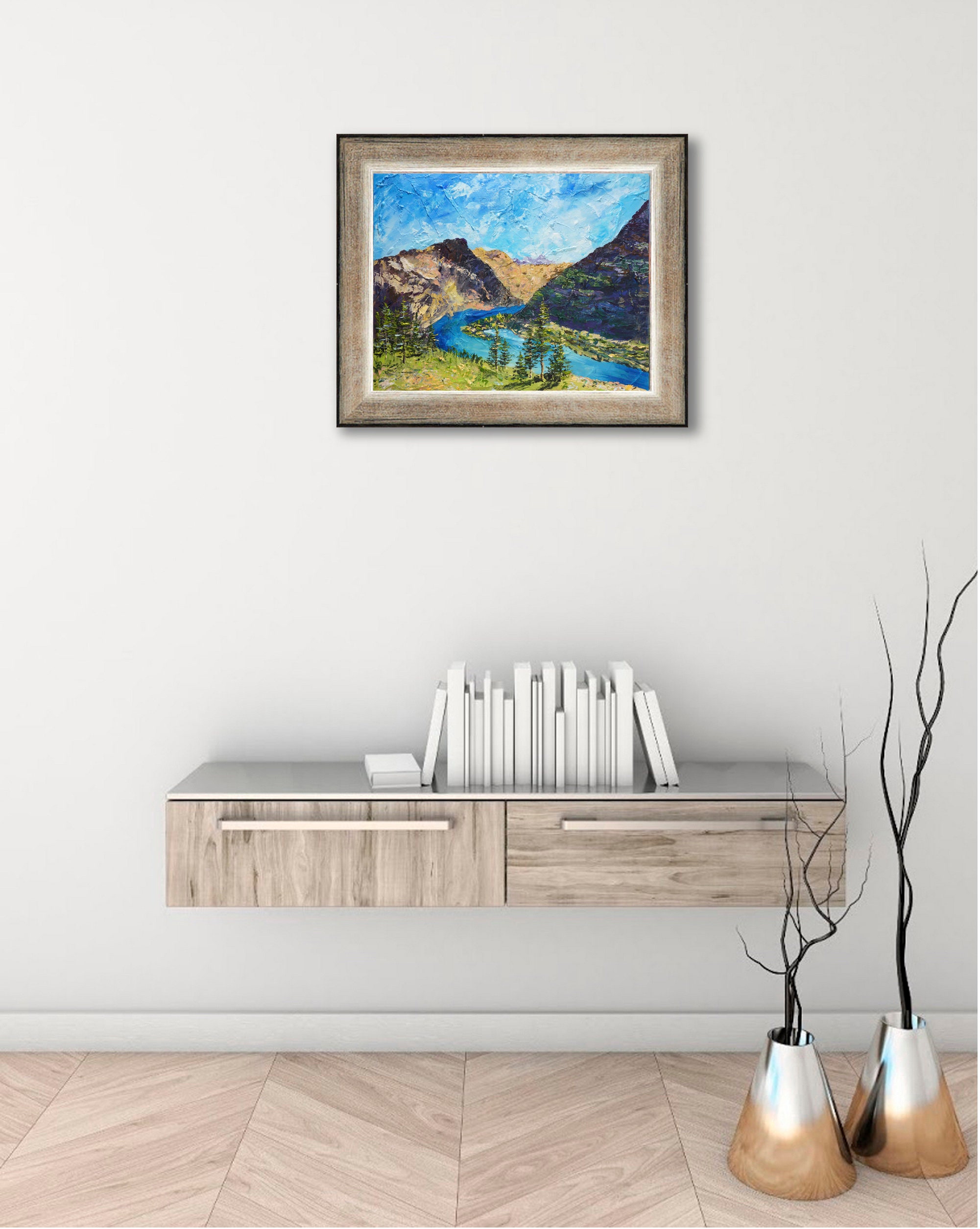 Montana Mountains Painting Original Oil Art Glacier National | Etsy