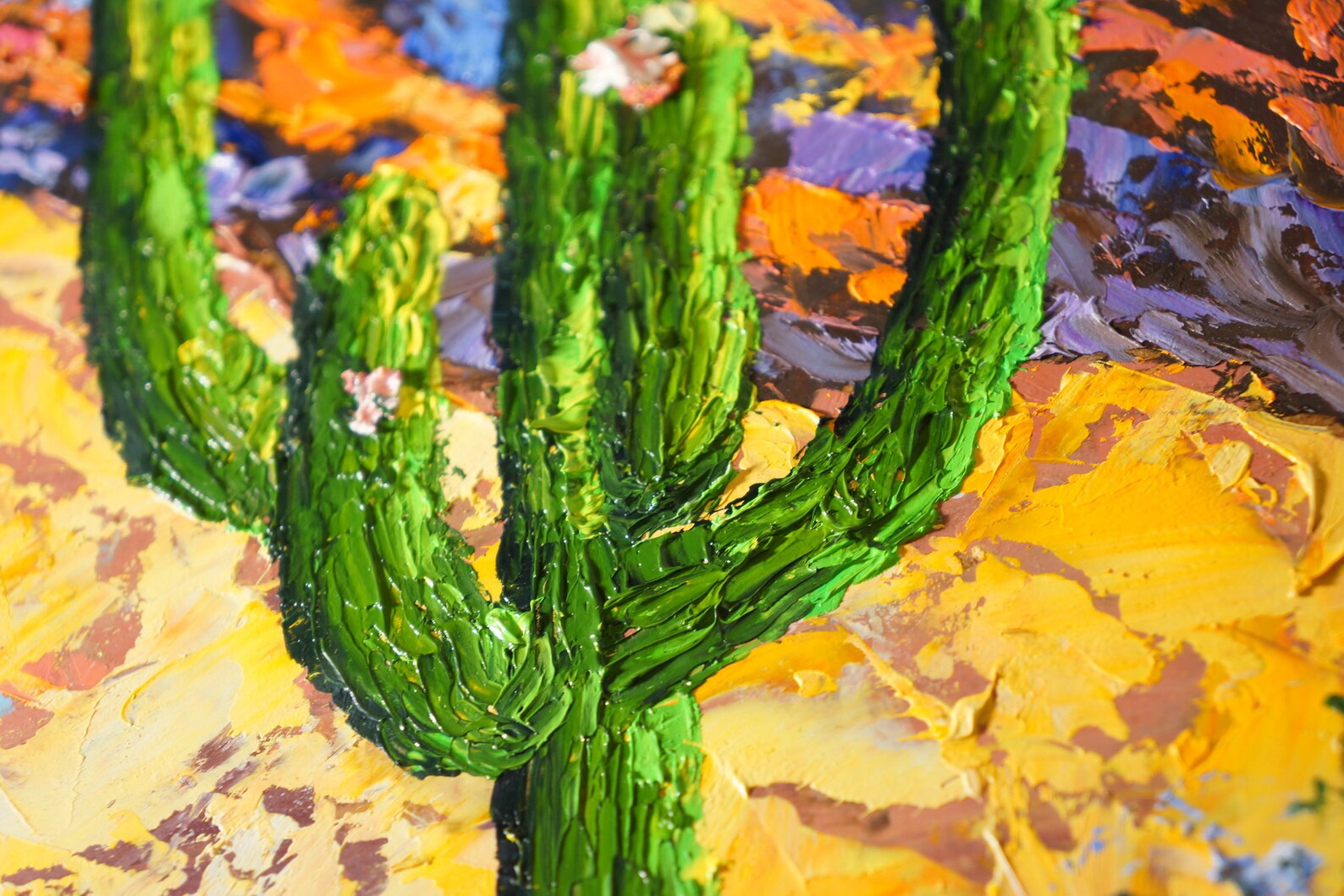 Saguaro Cactus Painting Original Oil Art Saguaro Small | Etsy