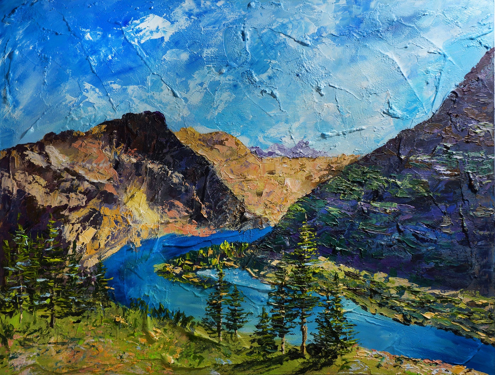 Montana Mountains Painting Original Oil Art Glacier National | Etsy