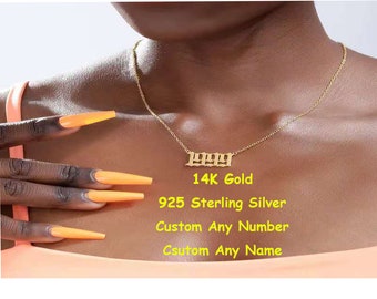 18k Gold Wedding Date Necklace Friendship Jewelry YOOE Stainless Steel Birth Year Necklace 1989-2000 Initial Year Number Pendant Necklace