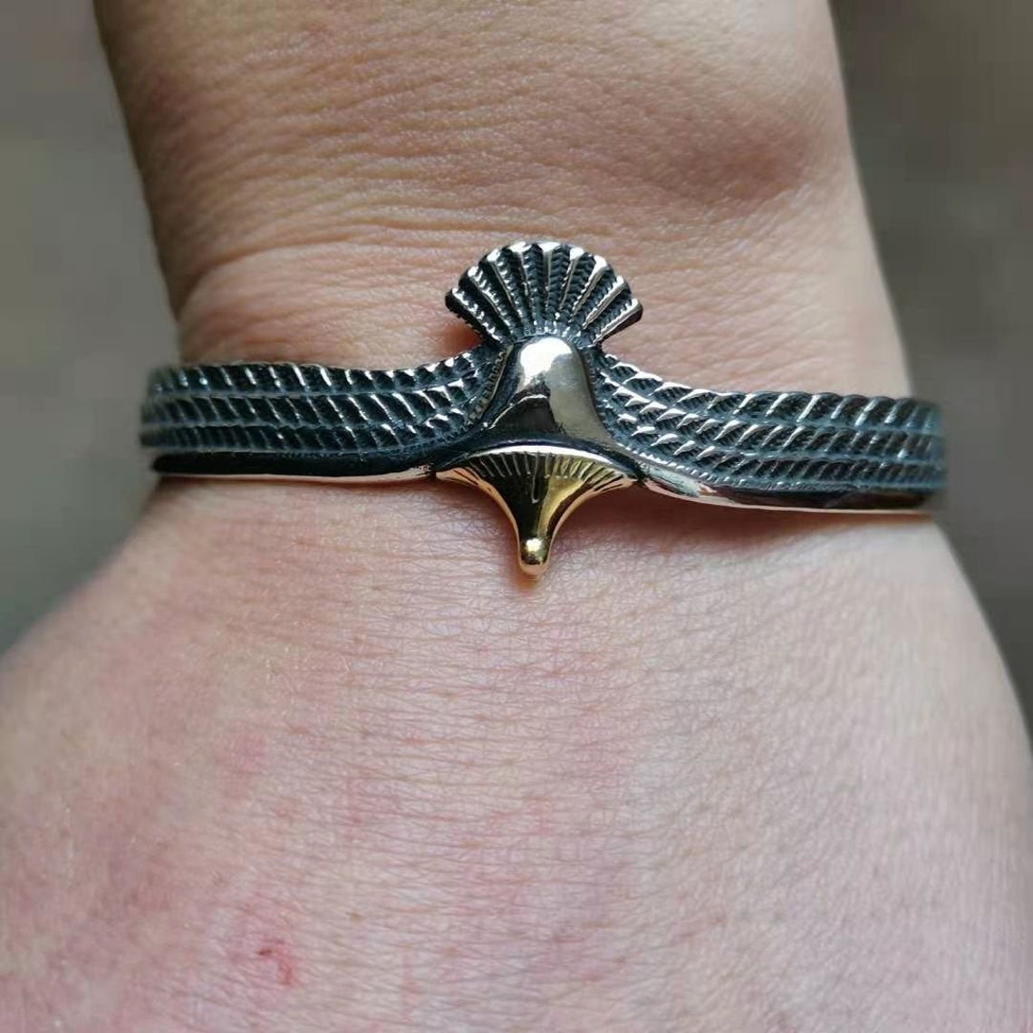 Adjustable Eagle Bracelet Men and WomenSilver and Gold Eagle Etsy