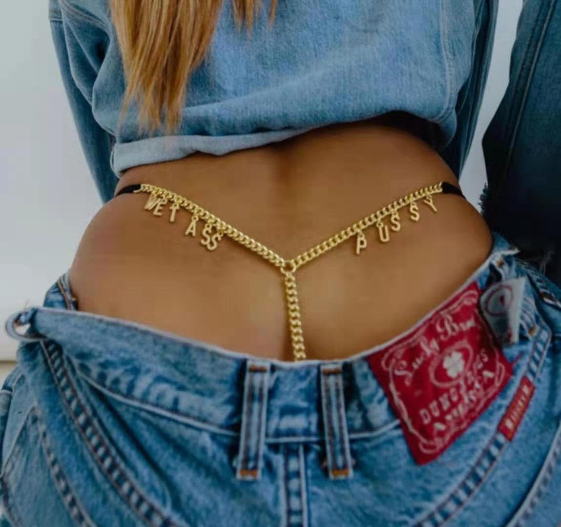Custom Letter Charm Chain GString ThongWaist ChainTrouser Etsy