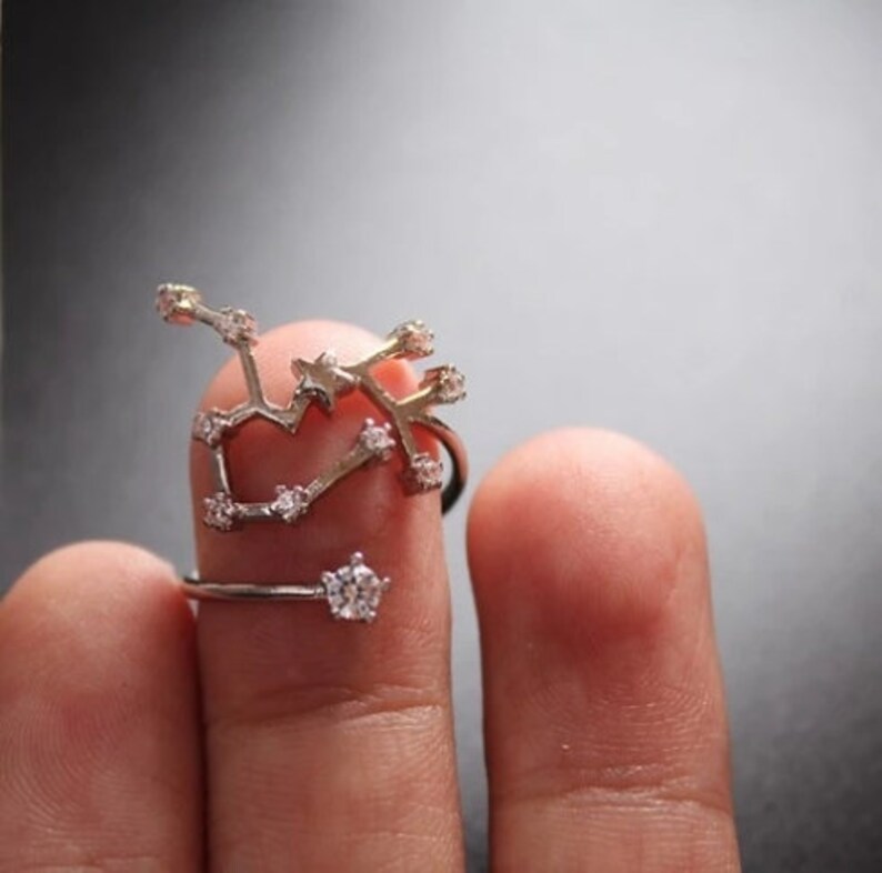 S925 Sterling Silver Capricorn Constellation Ring,Capricorn Jewelry,Women Gold Capricorn Ring,Capricorn Gift,Capricorn Zodiac,Capricorn Sign