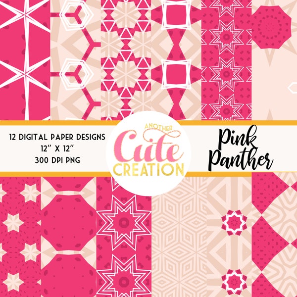 Pink Panther Digital Paper. Scrapbook Paper. Sublimation Digital Paper. Digital Designs. Pink Digital Paper. Geometric. Digital Paper Pack