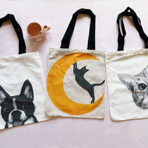 Canvas bags, shopping bags, casual bags, cat bags, dog bags, tote bags, animal lover