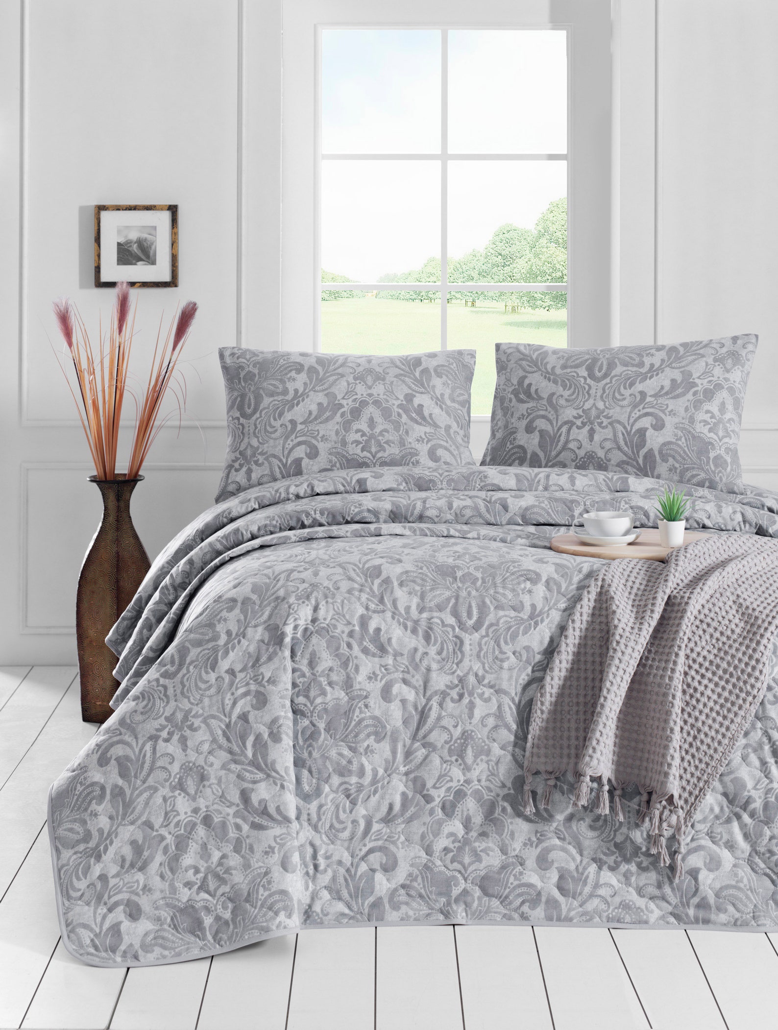 Damask 100 Cotton Bedspread Set By Bhoota Bedspread Set with Etsy