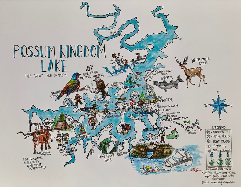 Designer Map Of Possum Kingdom Lake Etsy