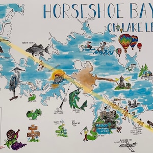 Designer Kunst Karte von Hufeisen Bay am See LBJ