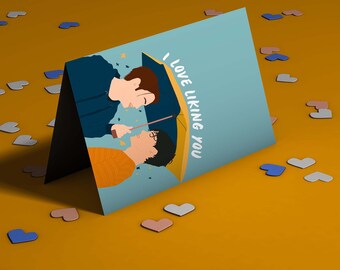 Nick & Charlie (Heartstopper) - Biglietto di San Valentino (mi piaci): regalo, arte digitale, design minimale.