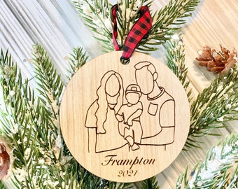 Family Portrait Ornament, Personalized Family Picture Ornament, Family Photo Ornament, Custom Family Ornament, Personalized Ornaments