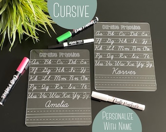 Personalized Cursive Trace Board, Cursive Learning Board, Cursive Font, Learning Cursive