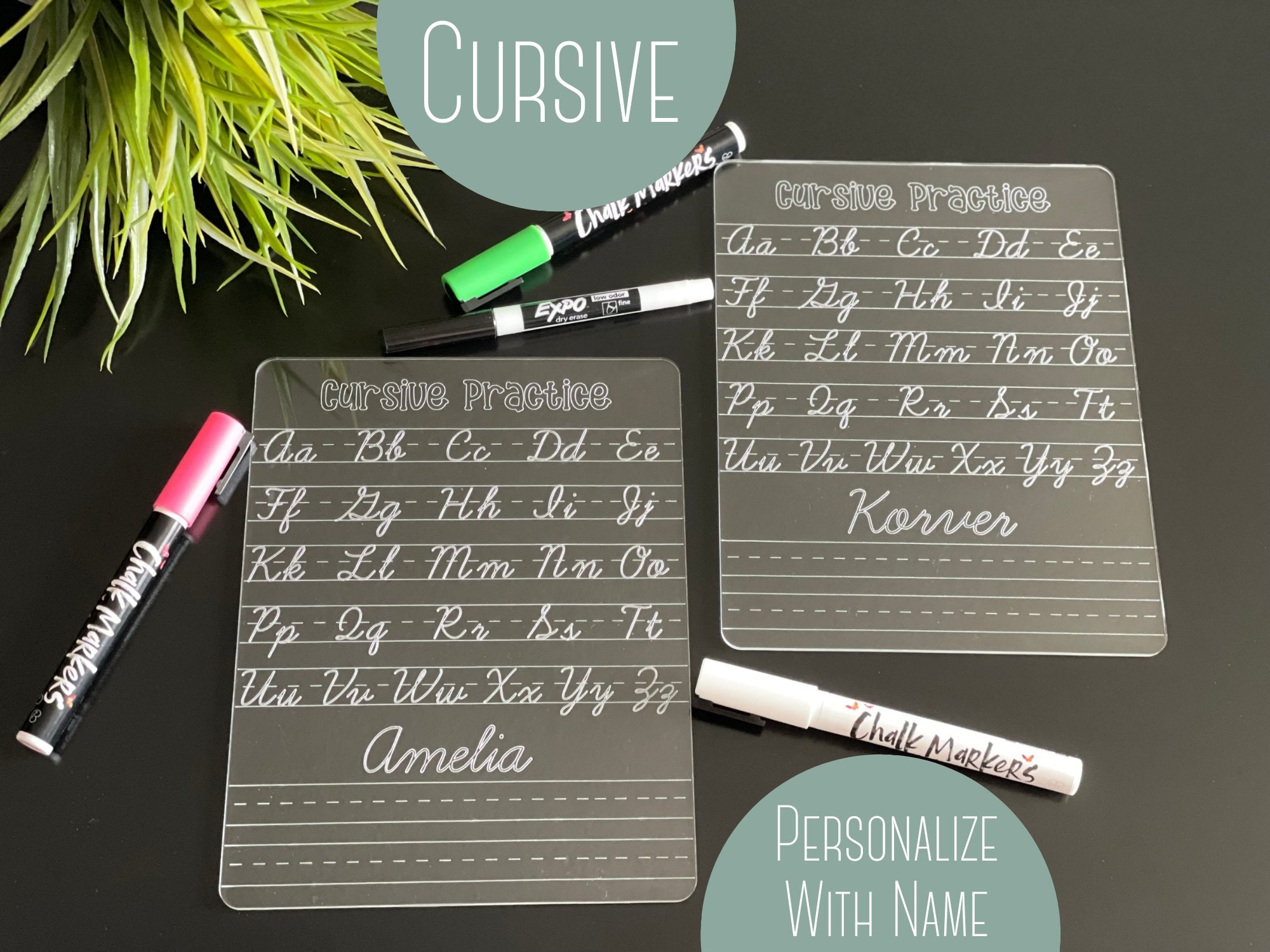 Personalized Cursive Learning Board, Acrylic Trace Practice - Etsy