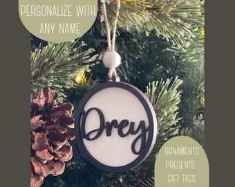 Personalized Christmas Ornaments | Custom Name Ornament | Name Tag | Custom Stocking Tag | Custom Gift Tag | Personalized Gift Tag