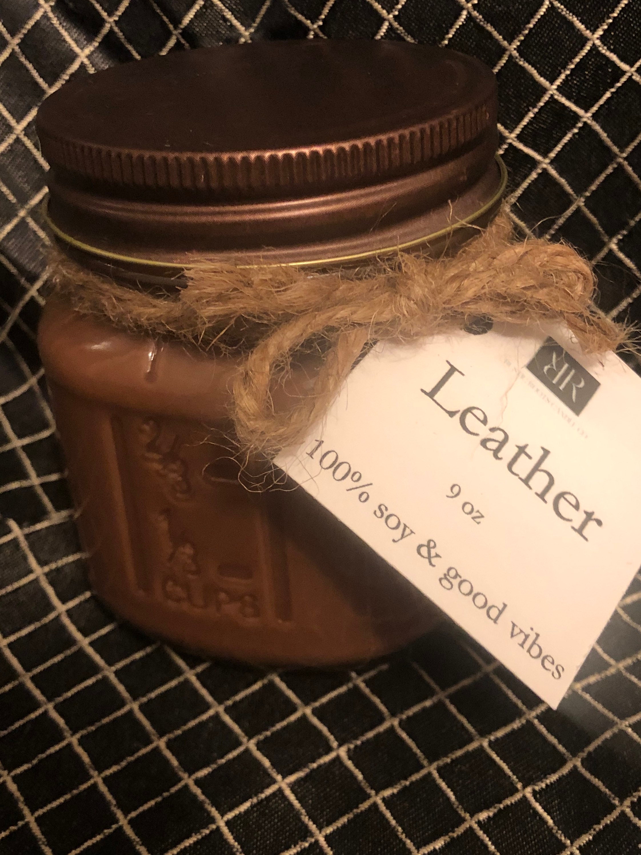 Leather scented iridescent candle Etsy