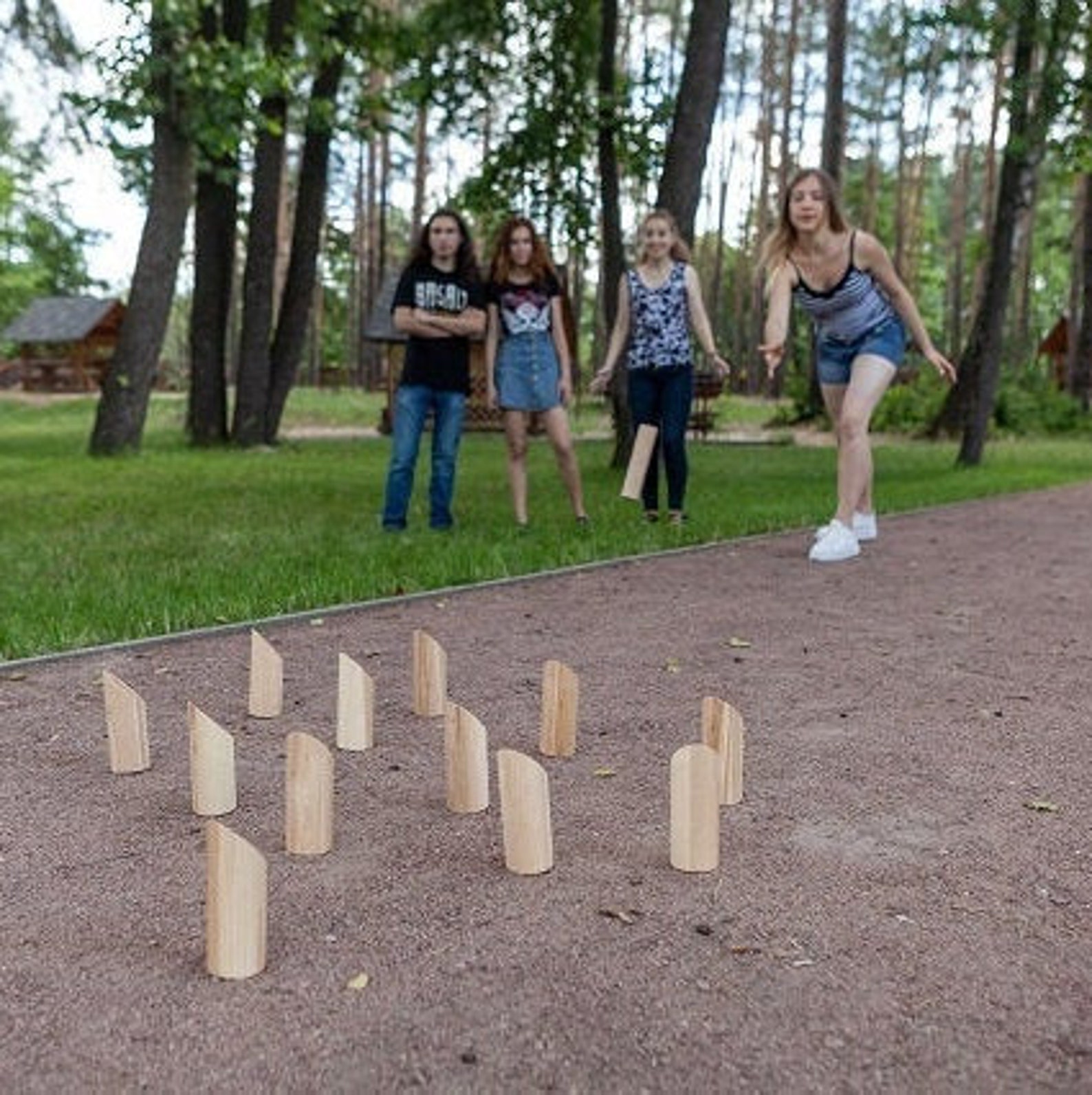 Molkky finnish lawn bowling wooden game Family yard game Toss Etsy