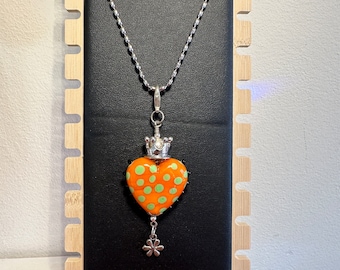 Lampwork, glass bead, Murano glass, necklace with pendant, glass pendant, glass necklace pendant, homemade, heart