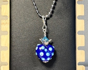 Lampwork, glass bead, Murano glass, necklace with pendant, glass pendant, glass necklace pendant, homemade, heart