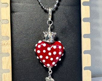 Lampwork, glass bead, Murano glass, necklace with pendant, glass pendant, glass necklace pendant, homemade, heart