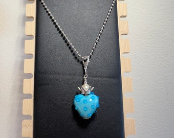 Lampwork, glass bead, Murano glass, necklace with pendant, glass pendant, glass necklace pendant, homemade, heart
