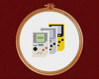 Minimalist Game Boy Family Counted Cross Stitch Pattern