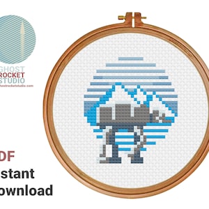 Minimalistiskt Hoth AT-AT Star Wars räknat korsstygnsmönster