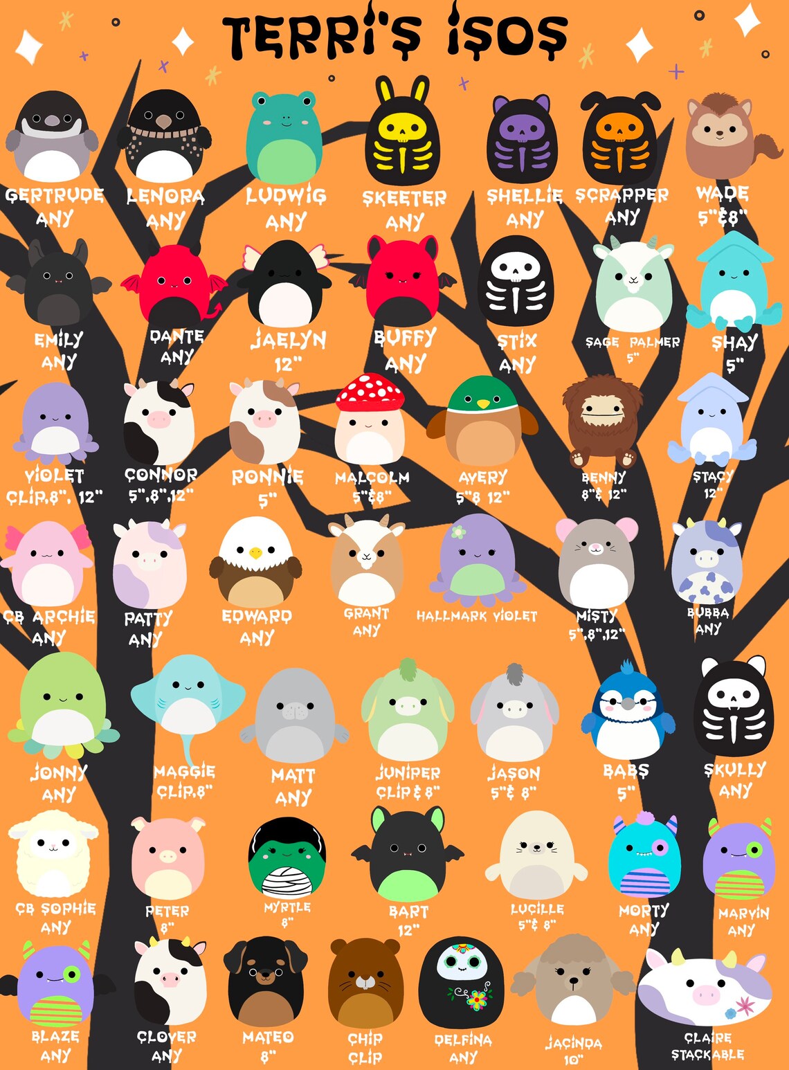 Customizable Hand Drawn Squishmallow Iso diso List Digital Etsy