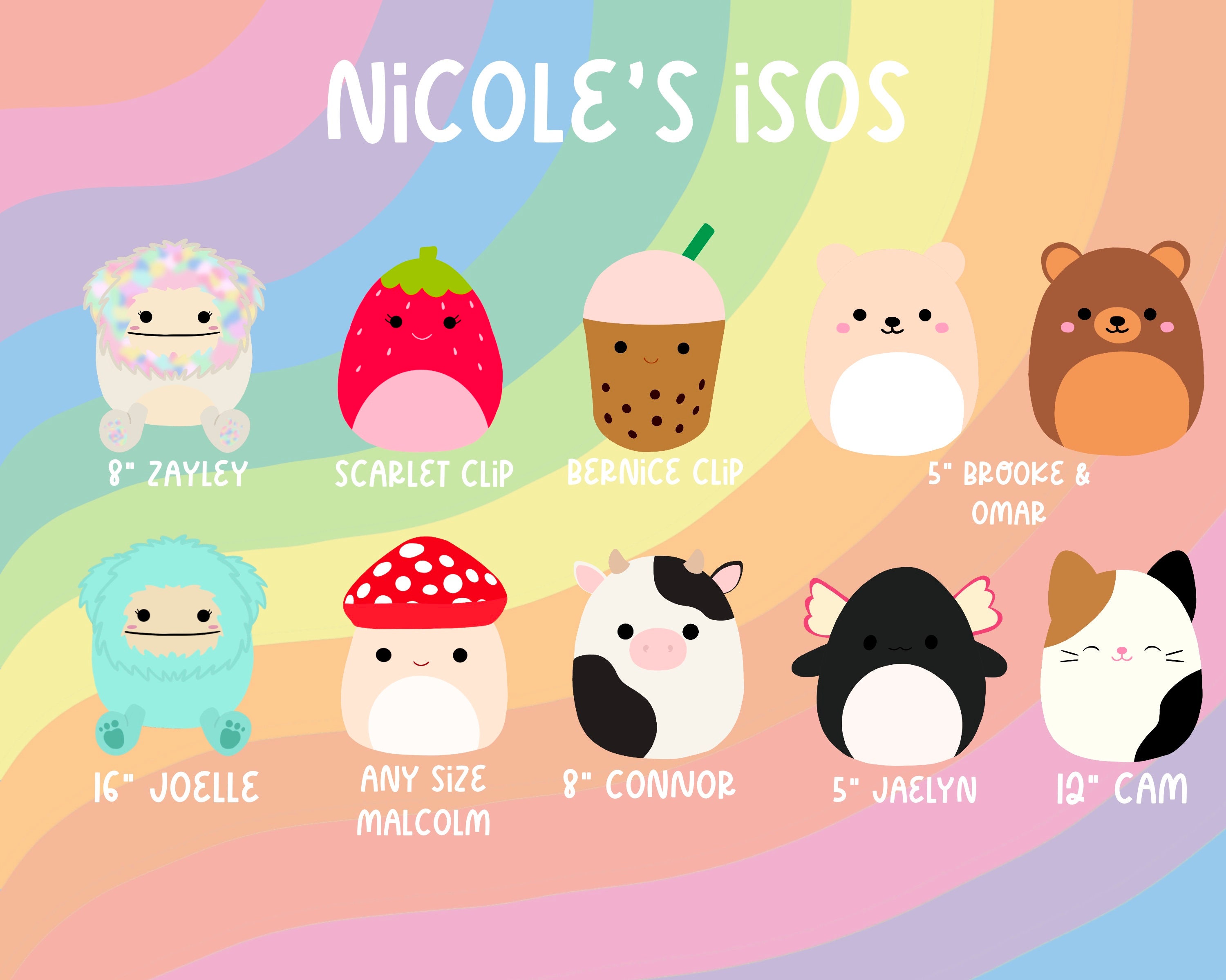 Customizable Hand Drawn Squishmallow Iso/diso List Digital File