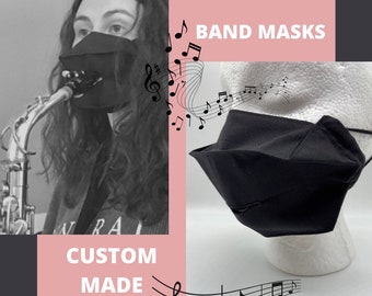 Comfortable 3-D Custom Band Mask for Musicians with Hole for Instruments-Back to School