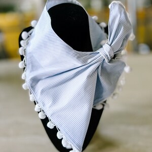 Blue & White Pinstripe Nautical Coastal Grandmother Unique French Scarf for Spring and Summer