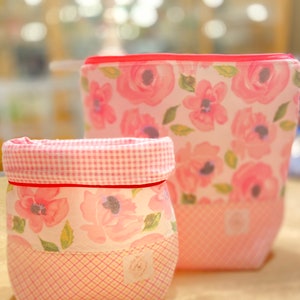 Pink Peony Floral Handmade Knitting/Crocheting/Cross Stitch/Craft Project Bags, Yarn Bowl, Zipper Pouch, Gift/Travel Bag-Mother’s Day