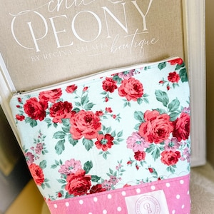 Handmade Retro Floral Project Bag, Knitting/Crochet Zipper Pouch