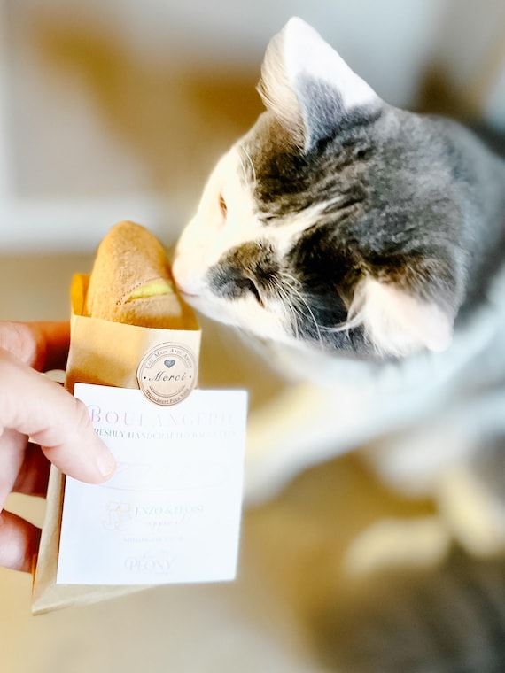 French Baguette Cat Toy: Handmade Crinkle Toy with Organic Catnip