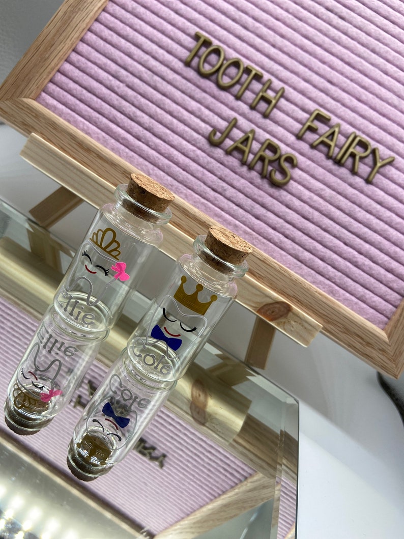 Custom/personalized Glass Tooth Fairy Jars Made by a Dental Etsy