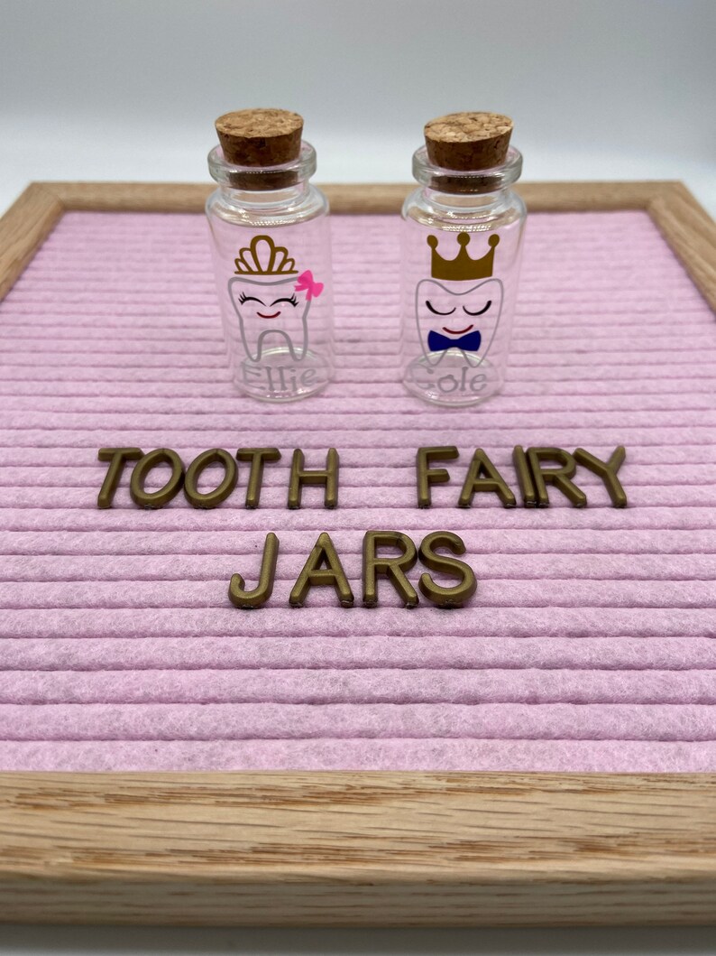 Custom/personalized Glass Tooth Fairy Jars Made by a Dental Etsy