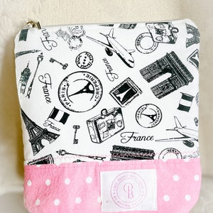 Handmade Chic Paris France Eiffel Tower, Knitting/Crocheting/Cross Stitch/Craft Project Travel Bags, Yarn Bowl, Zipper Pouch, Crafter Gift