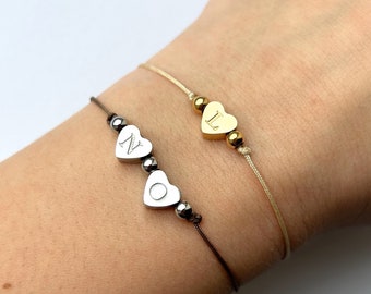 Bracelet engraving personalized friendship hearts birthday girlfriend sister macrame