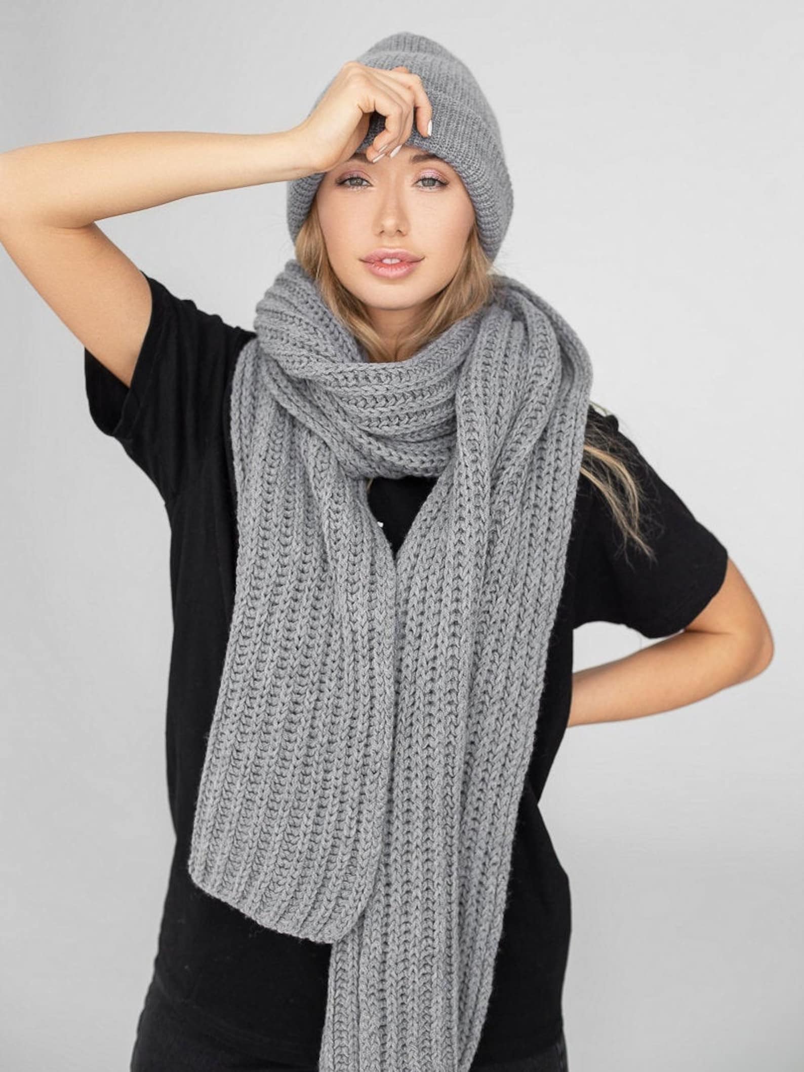 Trecce Sciarpa Con Tasche Ai Ferri Foulard Divano Sciarpa Ai Ferri