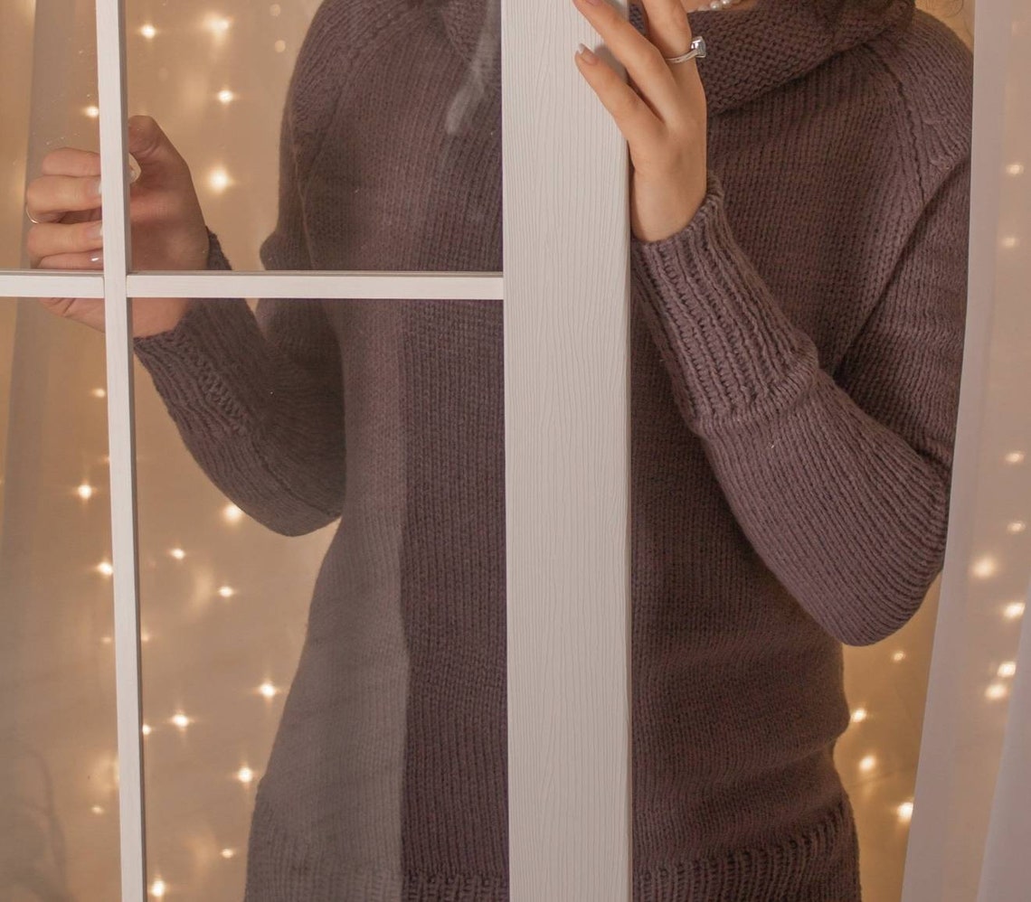 Sweater eggplant color from merino wool 100 aesthetic Etsy