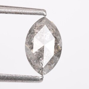 0,77 CT, Salz und Pfeffer Diamant im Marquise-Schliff, natürlicher lockerer, ausgefallener Marquise-Diamant im Rosenschliff für Verlobungsring, Geschenk für sie.