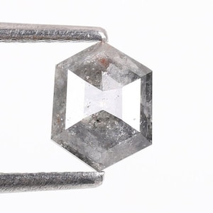 1.07 CT, 7.80 X 6.00 MM, Salt and Pepper Diamond, Hexagon Shape Diamond, Natural loose Fancy Gray Diamond For Engagement Ring & Wedding Ring