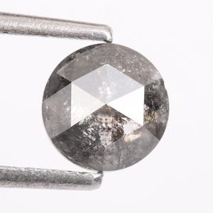 1.06 CT, 6.50 MM, Salt and Pepper Diamond, Round Rose Cut Diamond, Natural Fancy Gray Rose Cut  Diamond For Engagement Ring & Wedding Ring.