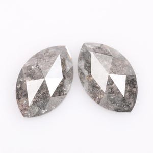 1.54 CT, Salt and Pepper Diamond, Marquise Cut Pair Diamond, Fancy Gray Natural Diamond, Rose Cut Marquise Shape Diamond For Earring Jewelry