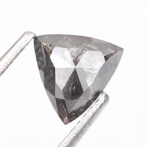 1.10 CT, 7.30 X 7.10 MM, Salt and Pepper Diamond, Trillion Cut Diamond, Natural Loose Fancy Gray Diamond For Engagement Ring & Wedding Ring.