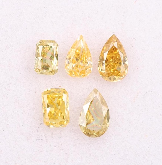 0.41 CT, Natural Loose Fancy Yellow Diamond, Mix Shape Diamond, Pear, Emerald, Oval Shape Fancy Diamond For Engagement Ring & Wedding Ring.