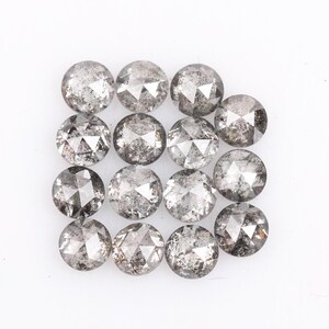 2.50 MM, Salt and Pepper Diamond, Round Rose Cut Diamond, Natural Loose Fancy Gray Diamond, For Engagement Ring & Wedding Ring.