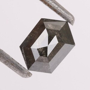 0.85 CT, 6.50 X 4.50 MM, Salt and Pepper Diamond, Hexagon Cut Diamond, Natural Loose Diamond Fancy Gray Diamond For Engagement Ring.