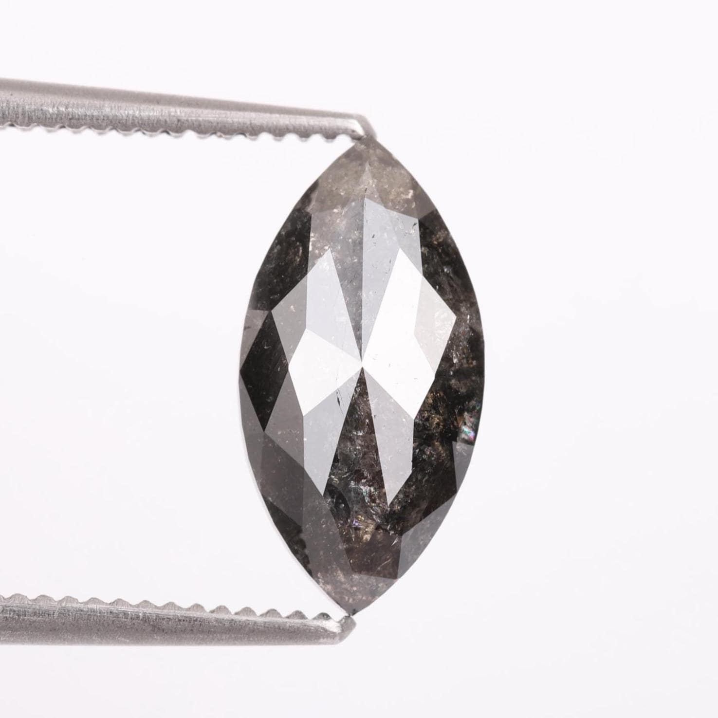 2.20 CT, Salt and Pepper Diamond, Marquise Shape Diamond, Natural Loose Fancy Rose Cut Marquise Diamond For Engagement Ring, Gift For Her.